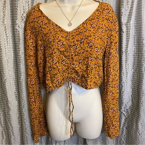 Wild Fable - Floral Long Sleeve Crop Top Size XL